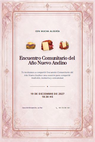 Bolivian Andean New Year Community Gathering invitation preview