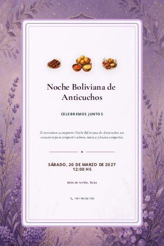 Bolivian Anticucho Night invitation preview