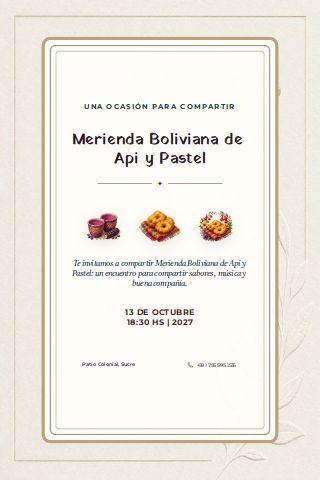 Bolivian Api Merienda invitation preview