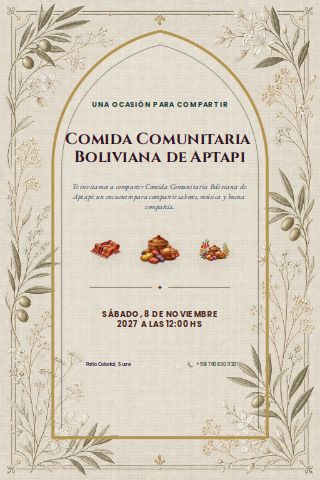 Bolivian Aptapi Community Meal invitation preview
