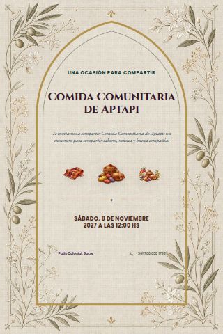 Aptapi Community Meal invitation design