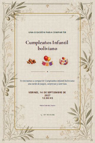 Bolivian Children's Birthday invitation preview