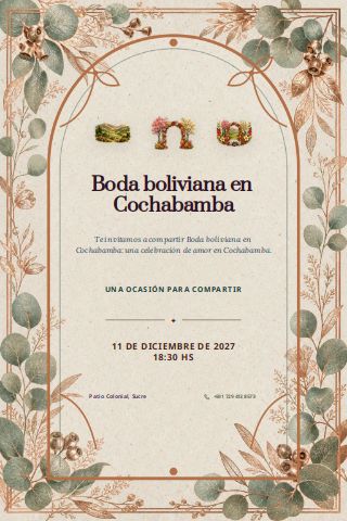 Bolivian Cochabamba Valley Wedding invitation preview