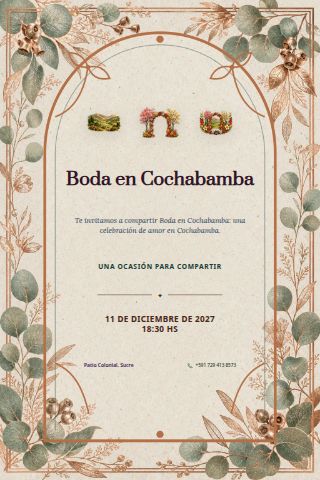 Cochabamba Valley Wedding invitation design