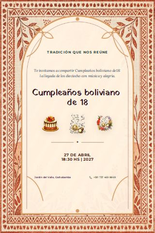 Bolivian Eighteenth Birthday invitation preview
