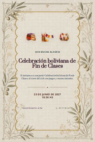 Bolivian End-of-School Celebration invitation preview