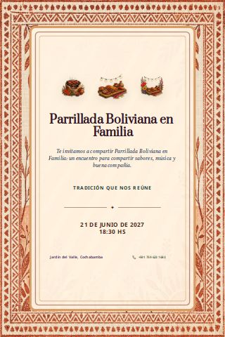 Bolivian Family Parrillada invitation preview