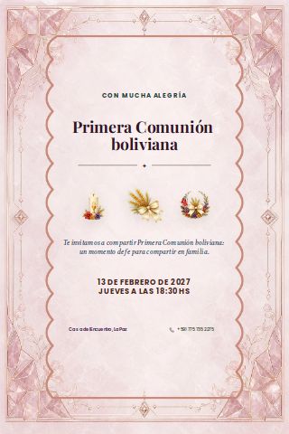 Bolivian First Communion invitation preview