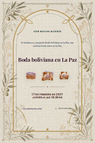 Bolivian La Paz City Wedding invitation preview