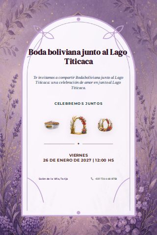 Bolivian Lake Titicaca Wedding invitation preview