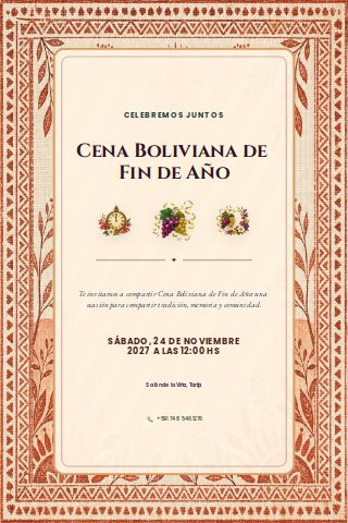 Bolivian New Year's Eve Dinner invitation preview