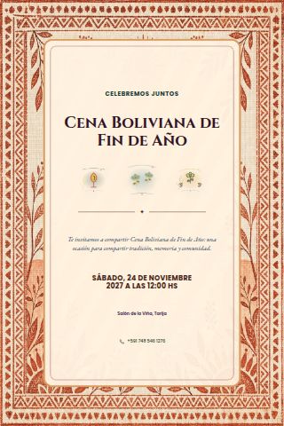 Bolivian New Year's Eve Dinner invitation design preview