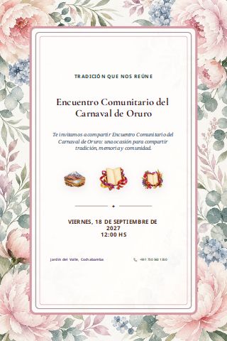 Bolivian Oruro Carnival Community Gathering invitation preview