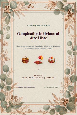 Bolivian Outdoor Birthday Picnic invitation preview