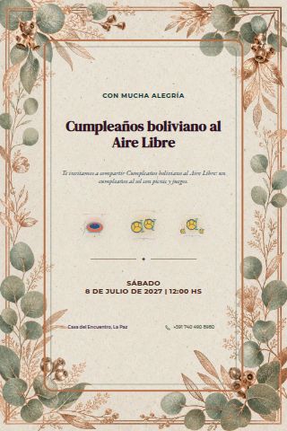 Bolivian Outdoor Birthday Picnic invitation design preview