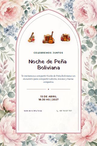 Bolivian Peña Music Night invitation preview