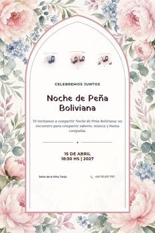 Bolivian Peña Music Night invitation design preview