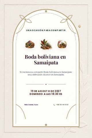 Bolivian Samaipata Mountain Wedding invitation preview