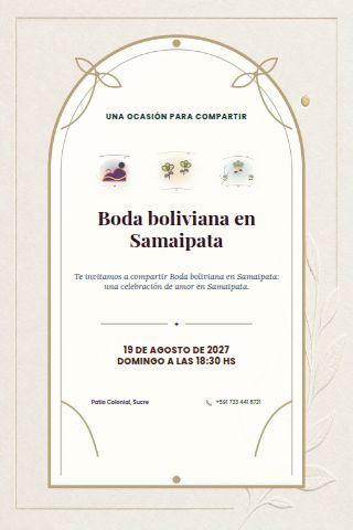 Bolivian Samaipata Mountain Wedding invitation design preview