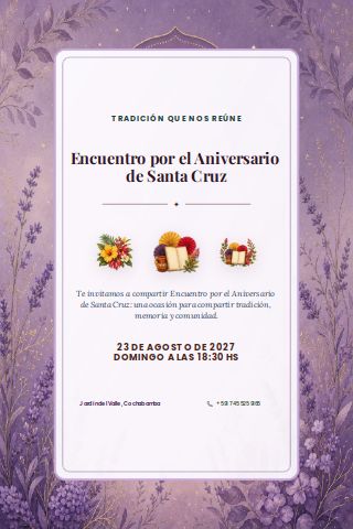 Bolivian Santa Cruz Anniversary Gathering invitation preview