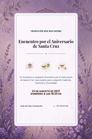 Bolivian Santa Cruz Anniversary Gathering invitation design preview