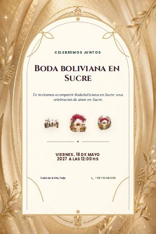 Bolivian Sucre Courtyard Wedding invitation preview