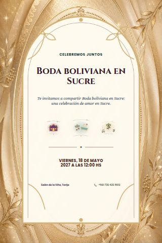 Bolivian Sucre Courtyard Wedding invitation design preview