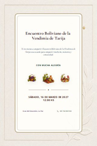 Bolivian Tarija Vendimia Gathering invitation preview