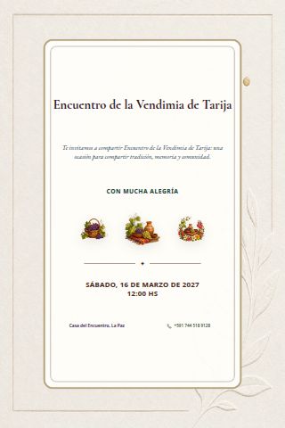 Tarija Vendimia Gathering invitation design
