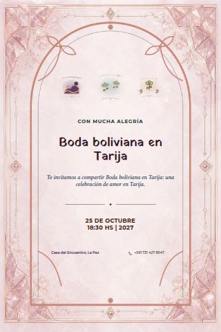 Bolivian Tarija Vineyard Wedding invitation design preview