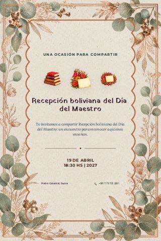 Bolivian Teachers' Day Reception invitation preview