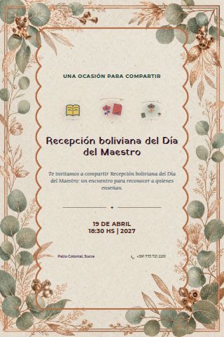 Bolivian Teachers' Day Reception invitation design preview