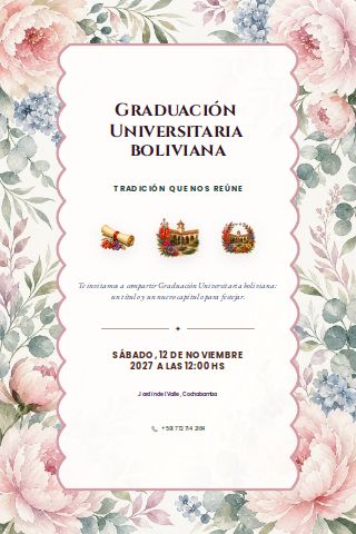 Bolivian University Graduation invitation preview