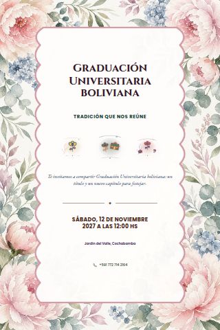 Bolivian University Graduation invitation design preview