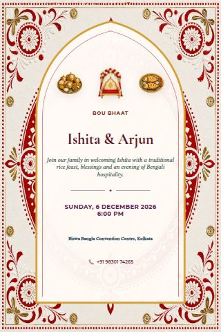 Bou Bhaat invitation preview