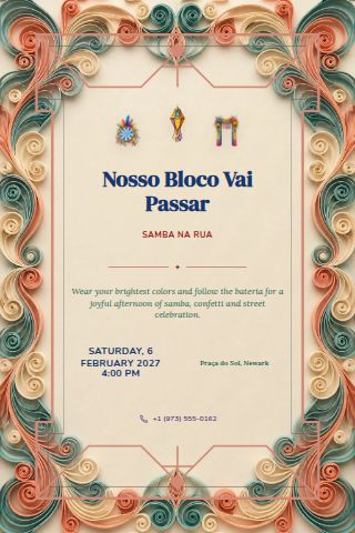 Brazilian Carnaval Bloco invitation preview