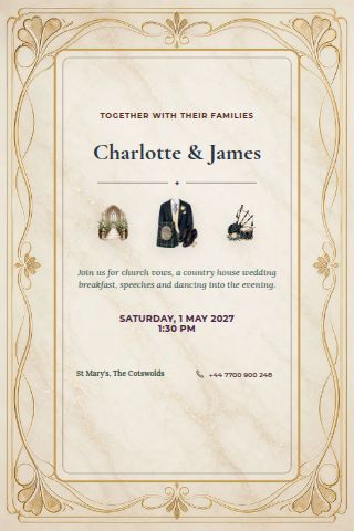 British Wedding invitation preview