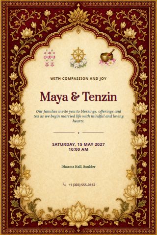 Buddhist Wedding invitation preview