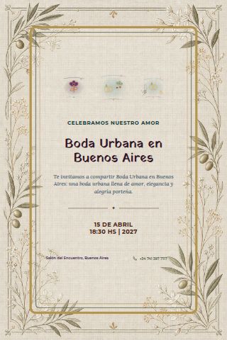 Buenos Aires City Wedding invitation design preview