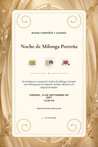 Buenos Aires Milonga Night invitation design preview