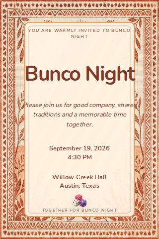 Bunco Night invitation design preview