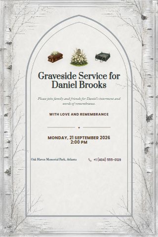 Burial & Interment invitation preview