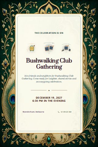 Bushwalking Club Gathering invitation design preview