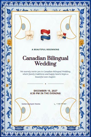 Canadian Bilingual Wedding invitation preview