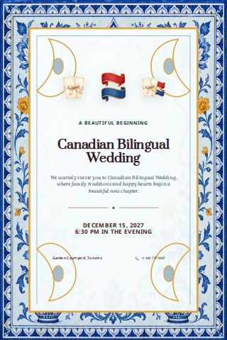 Canadian Bilingual Wedding invitation design preview