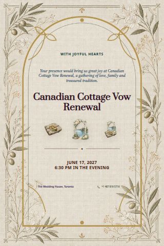 Canadian Cottage Vow Renewal invitation preview
