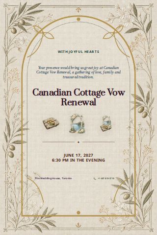 Canadian Cottage Vow Renewal invitation design preview