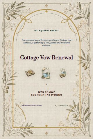 Cottage Vow Renewal invitation design preview