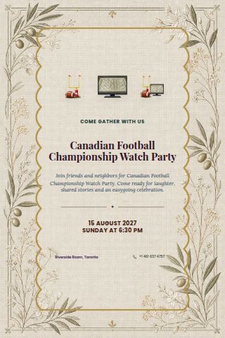 Canadian Football Championship Watch Party invitation preview