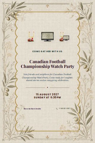 Canadian Football Championship Watch Party invitation design preview